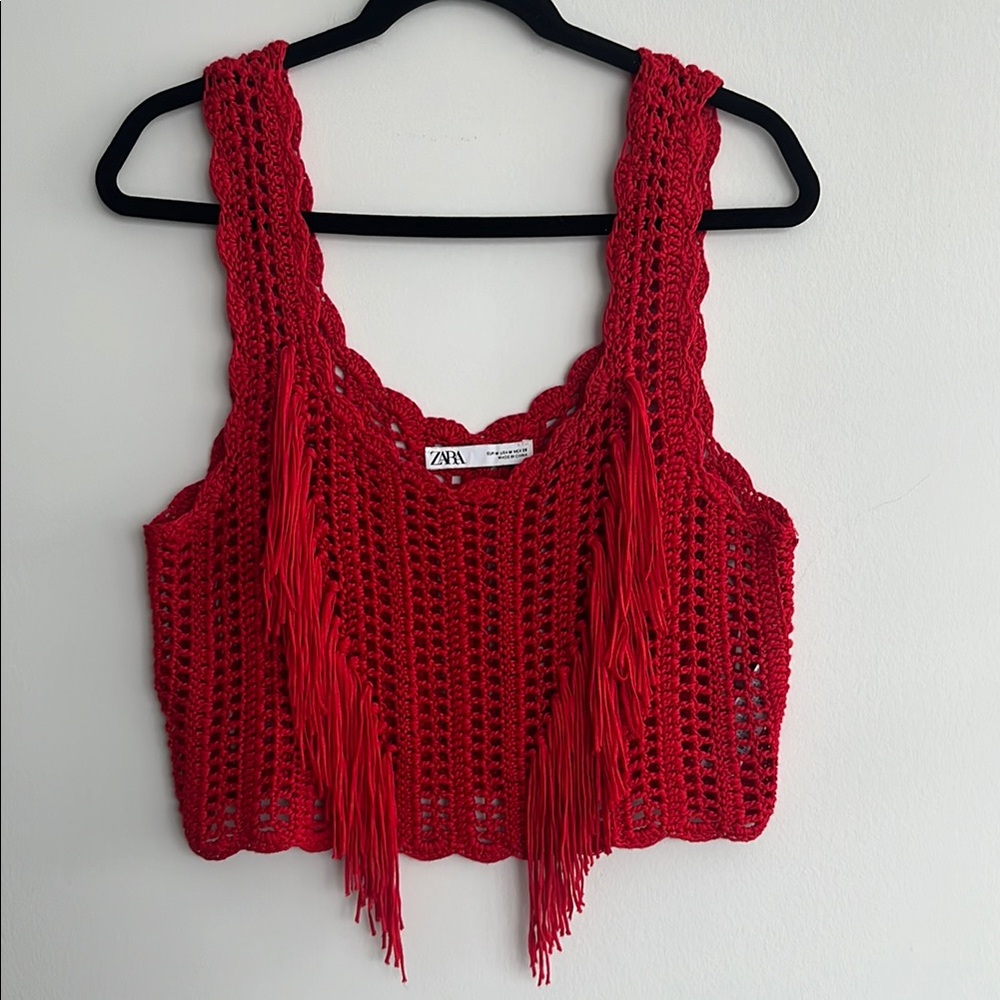 Zara Red crochet Top